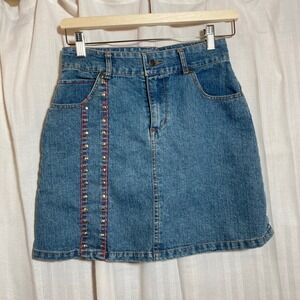 Kids Denim Skirt Girls Size 14 16 Blue Jean Studded Red Stitching
Y2K Streetwear
